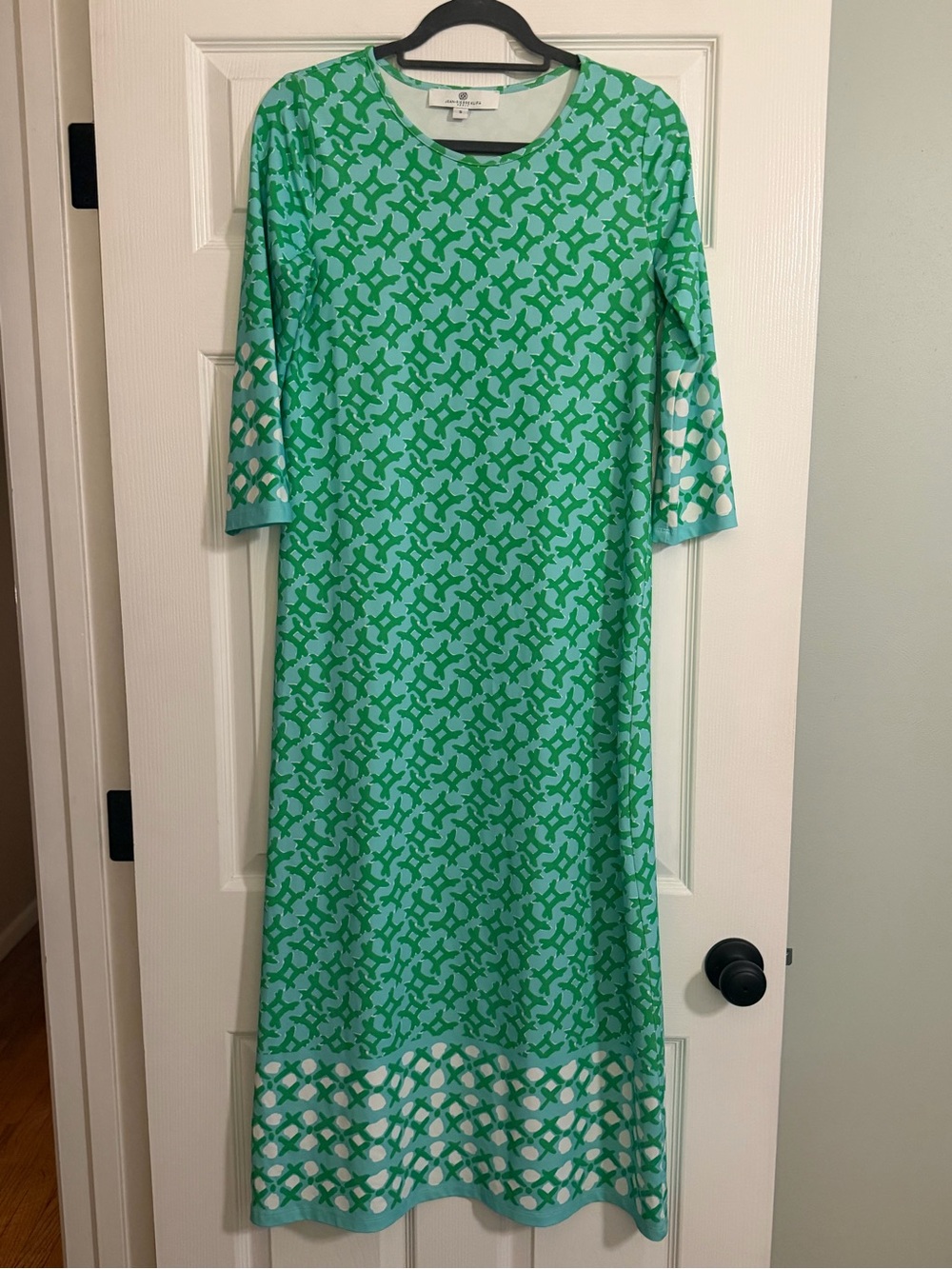 Jean-Pierre Klifa Green Patterned Shift Maxi Dress